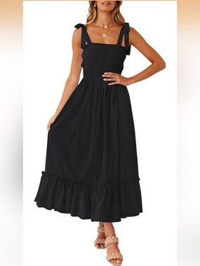 Black Tie-Shoulder Maxi Dress - Women